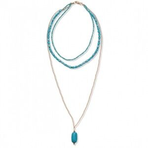 Shades of turquoise triple strand necklace, new